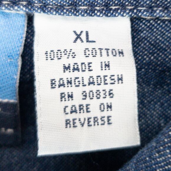 Men’s XL Denim Shirt Relaxed Fit Long Sleeve Button Down Workwear Dark Wash NWT - Picture 6 of 12